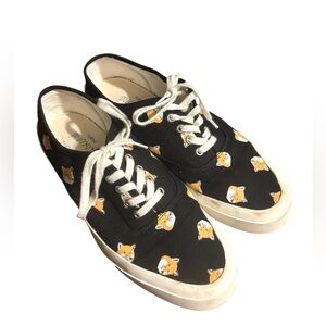 Maison Kitsune Black Fox Print Canvas Sneakers Size Men’s 9.5